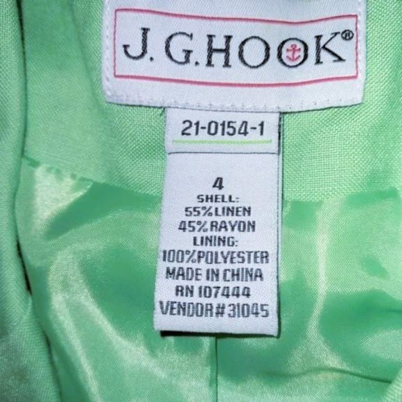 J.G. Hook Light Green Single Button Slit Pockets Size 8 NWOT - Picture 3 of 4